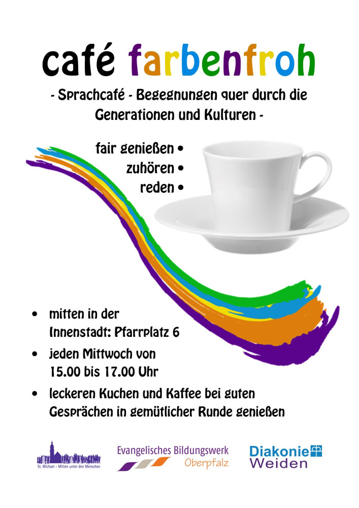 Einladung ins Café farbenfroh