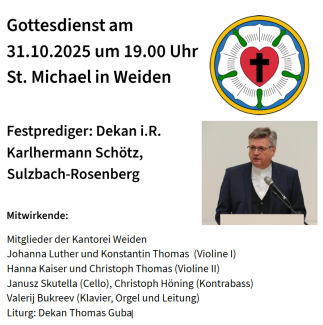 Ankündigung zum Reformationsgottesdienst am 31.10.2025